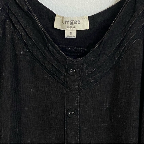 Umgee Black Acid Wash Linen Tank Top Blouse Spagetti Strap, Frayed Edge Small - Picture 5 of 7